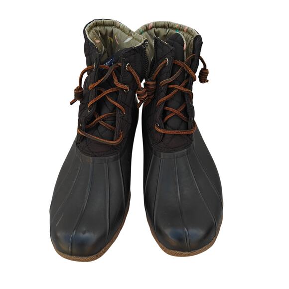 Sperry Saltwater Quilted Duck Boots – Black, Waterproof, Lace & Zip Size 8.5 - Picture 2 of 5